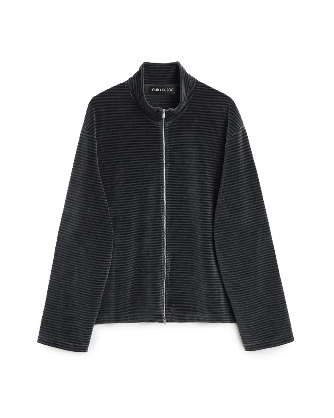 Our Legacy Shrunken Fullzip Polo Phantom Stripe Velour