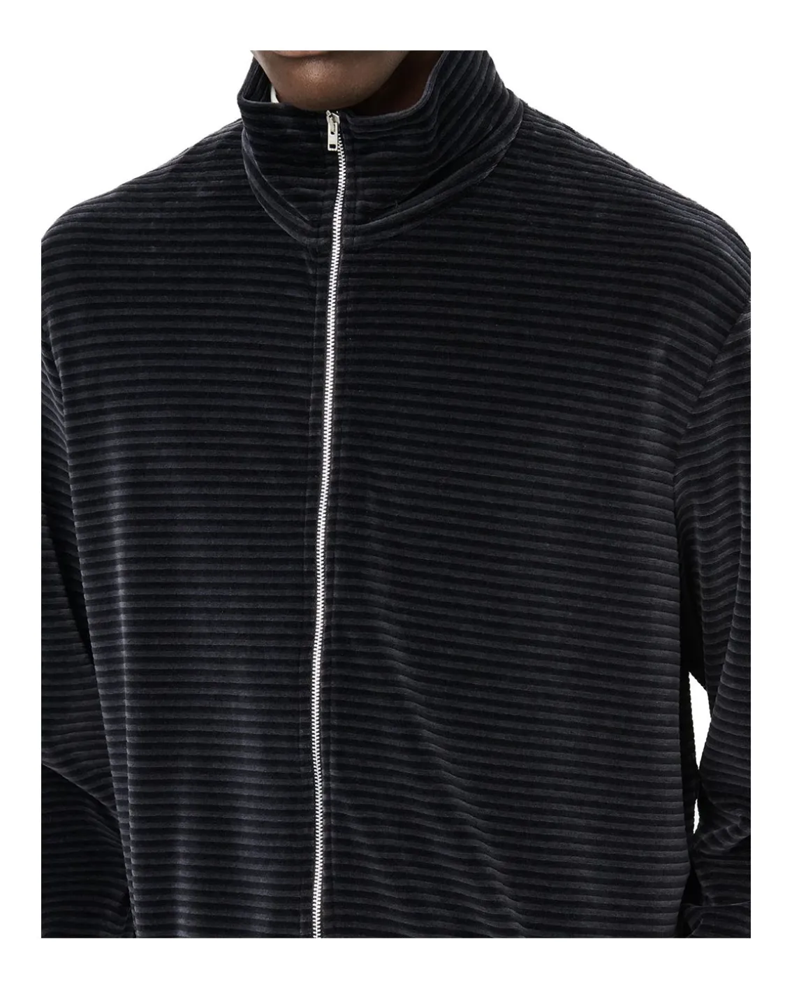 Our Legacy Shrunken Fullzip Polo Phantom Stripe Velour
