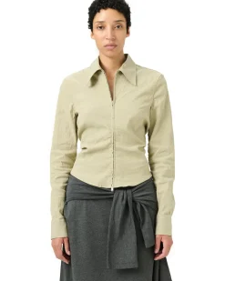 Our Legacy Slim Zip Shirt Dry Grass Rugged Lincot