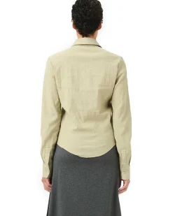 Our Legacy Slim Zip Shirt Dry Grass Rugged Lincot