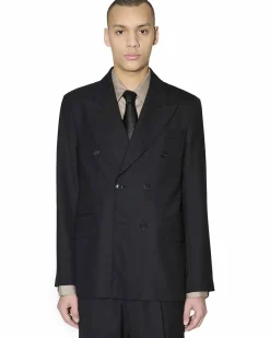 Our Legacy Unconstructed DB Blazer Black Panama Wool