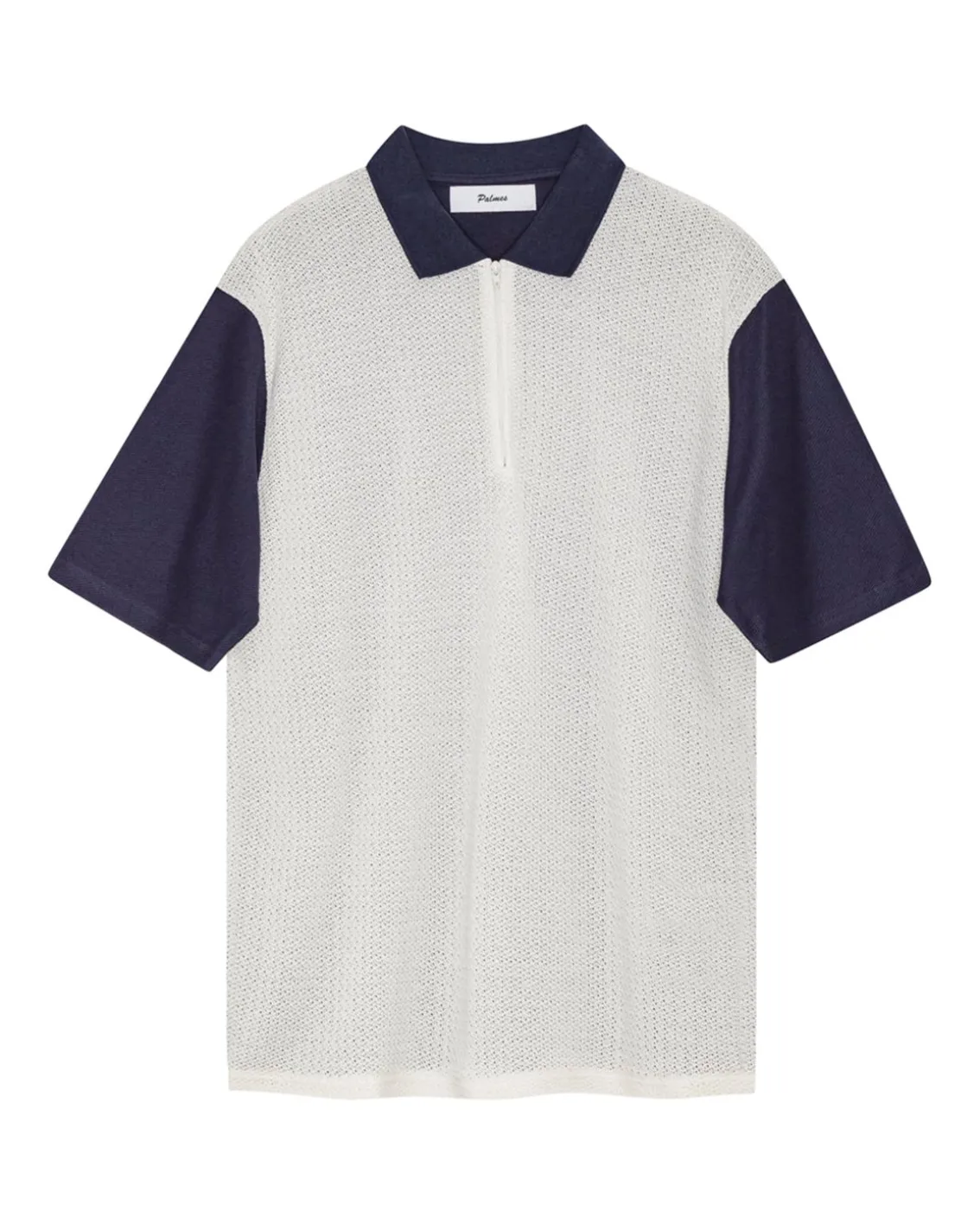 Palmes Textured Zip Polo Dark Blue