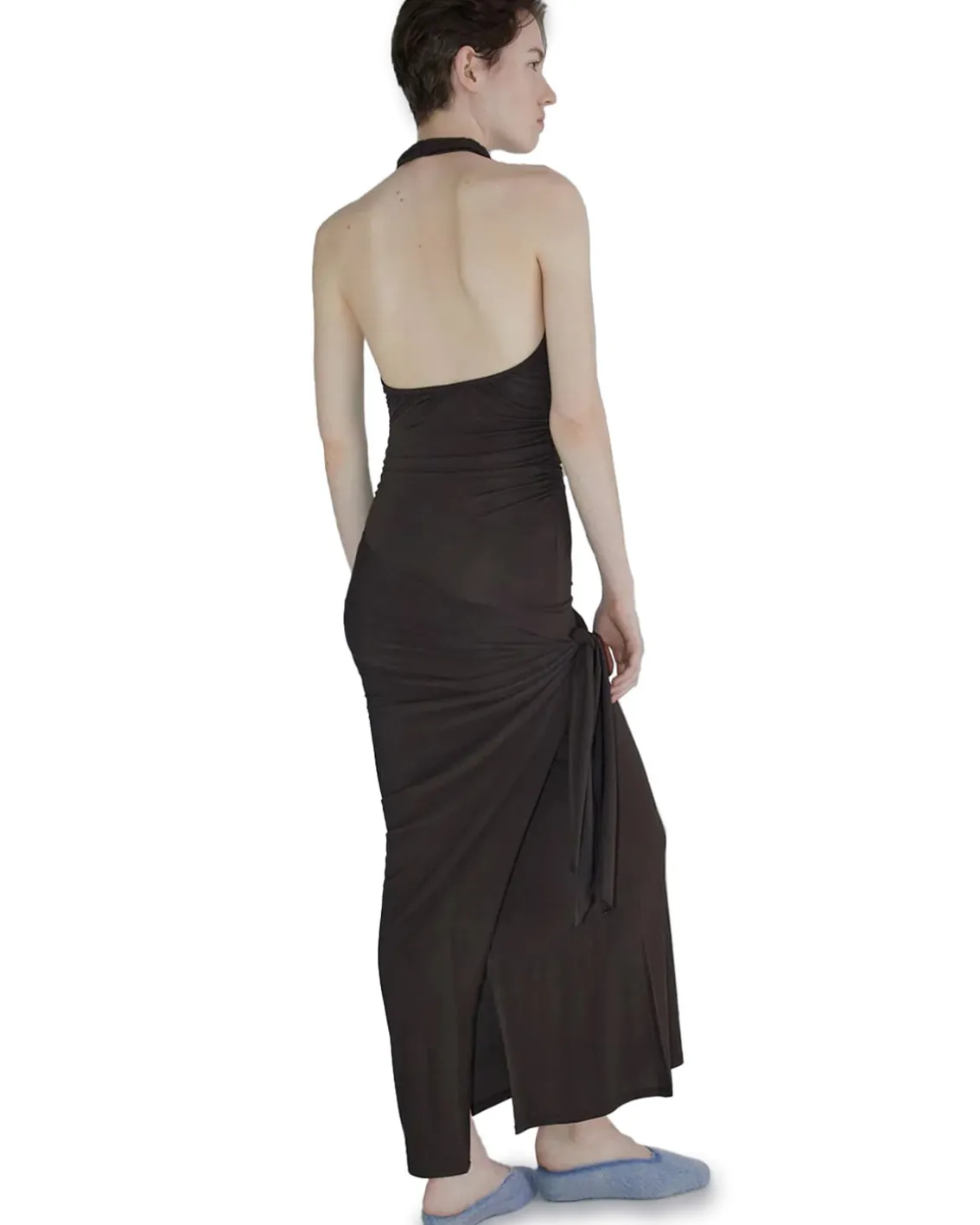 Paloma Wool Halcon Long Halter Dress Brown