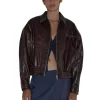 Paloma Wool Loraine Leather Bomber Jacket Brown