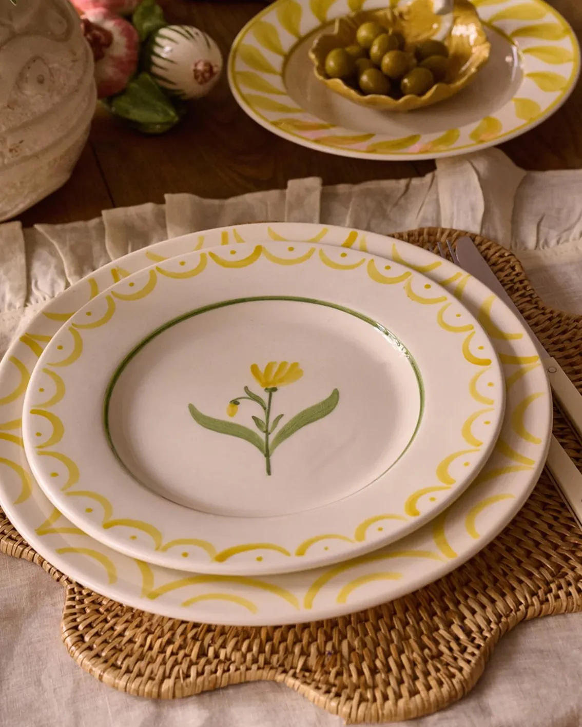 Pick a Poppy Cottage Flower Salad Plate Yellow