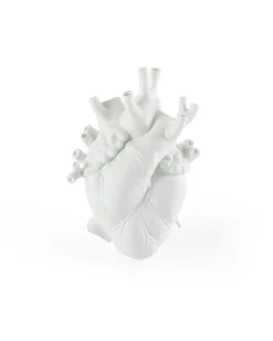 SELETTI Love In Bloom Porcelain Heart Vase White