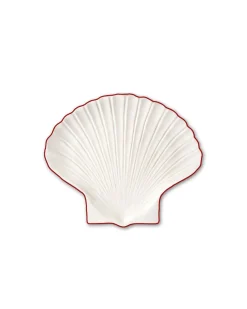 Small Plate Shell Line White/Red