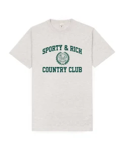 Sporty & Rich Varsity Crest T-Shirt Heather Gray