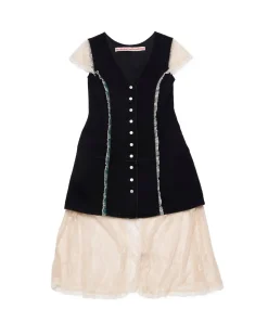Stockholm Surfboard Club Suzy Laced Denim Dress Black
