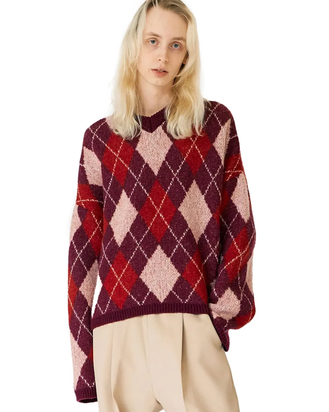 Stockholm Surfboard Club Knitted V-Neck Sweater Pink