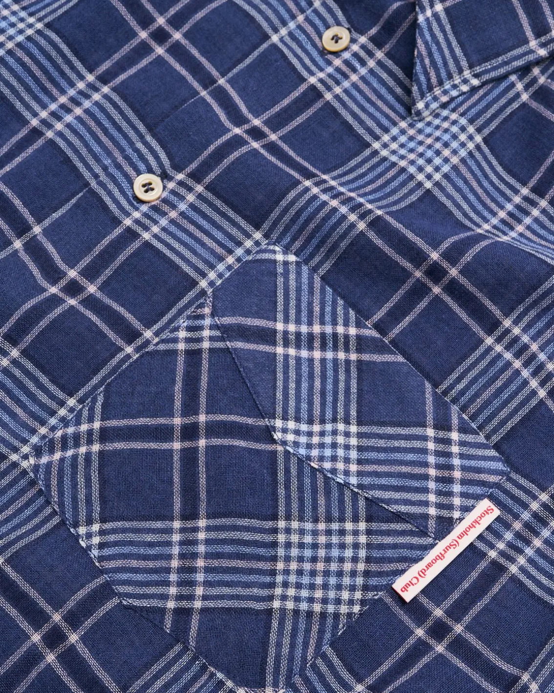 Stockholm Surfboard Club Jerry Short Sleeve Shirt Blue Check