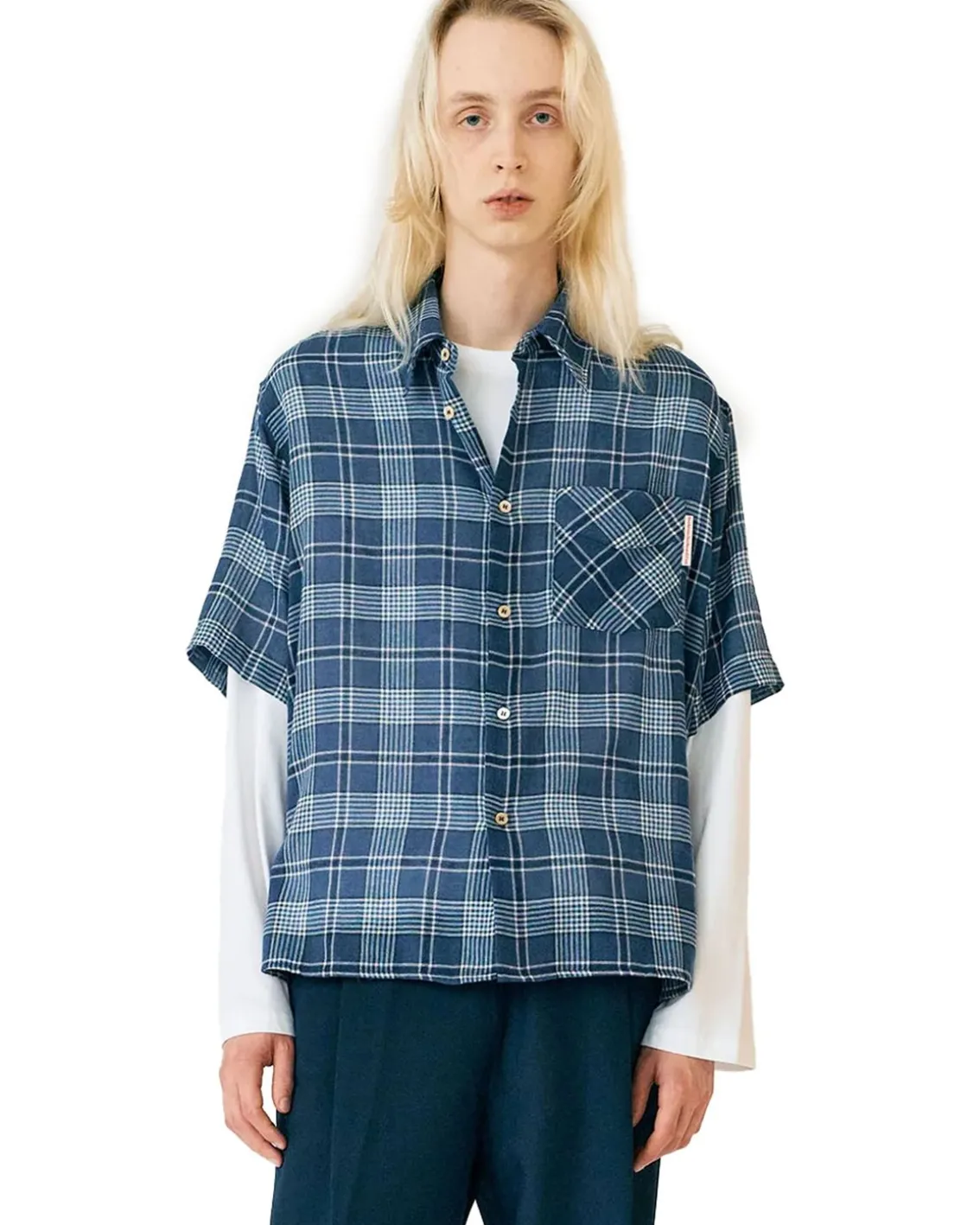 Stockholm Surfboard Club Jerry Short Sleeve Shirt Blue Check