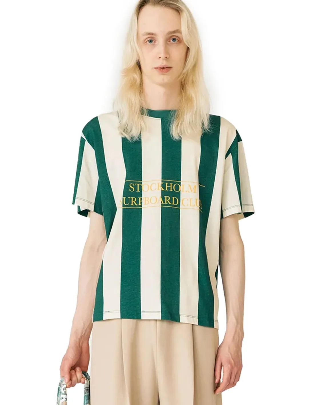 Stockholm Surfboard Club Box T-Shirt Stripe Green/White