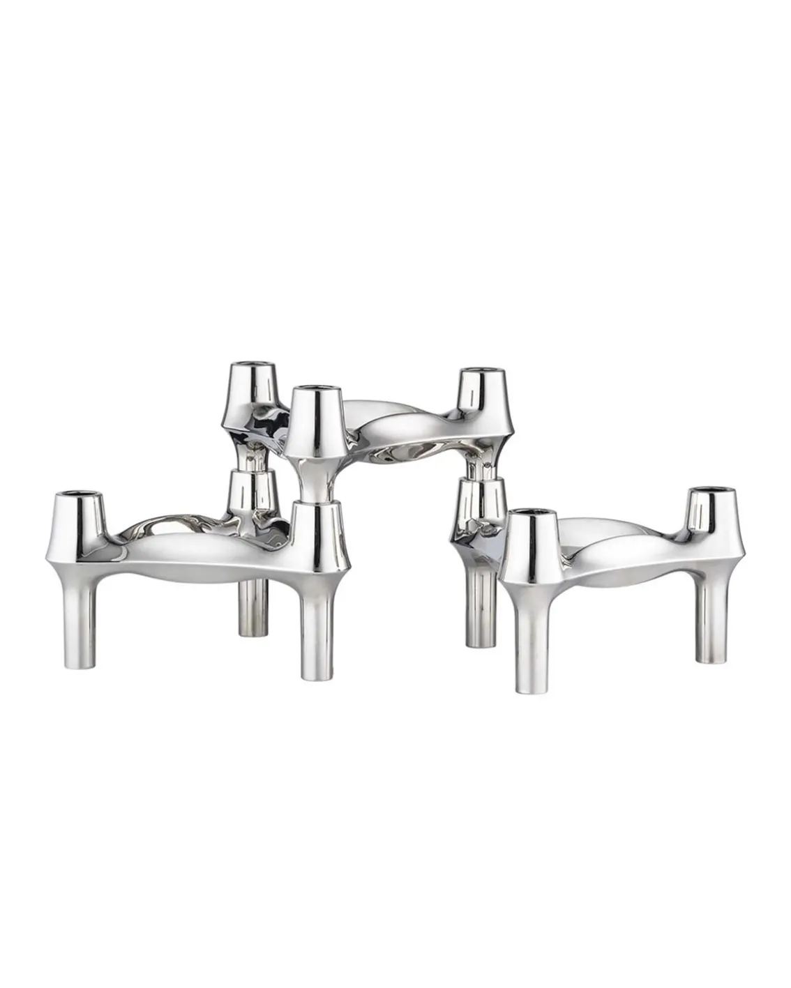 STOFF BMF Candle Holder Set Of 3 Chrome
