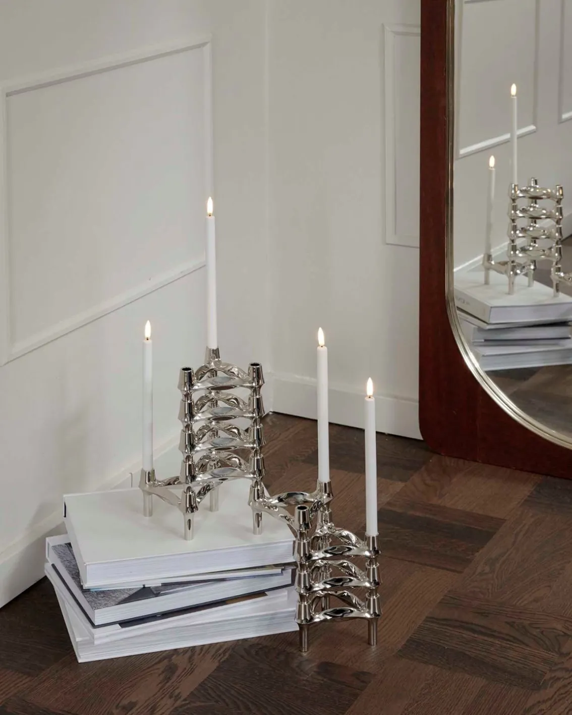 STOFF BMF Candle Holder Set Of 3 Chrome