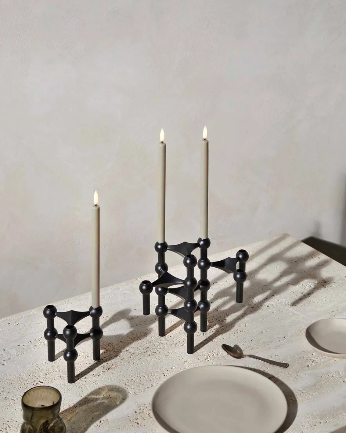 STOFF Nagel Candle Holder Set Of 3 Black