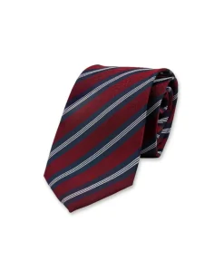 Stripe Silk Tie Burgundy/Navy/White
