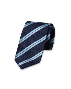 Stripe Silk Tie Navy/Light Blue