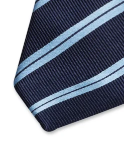 Stripe Silk Tie Navy/Light Blue