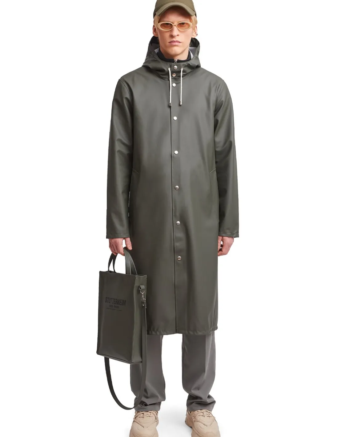 Stutterheim Stockholm Long Raincoat Green
