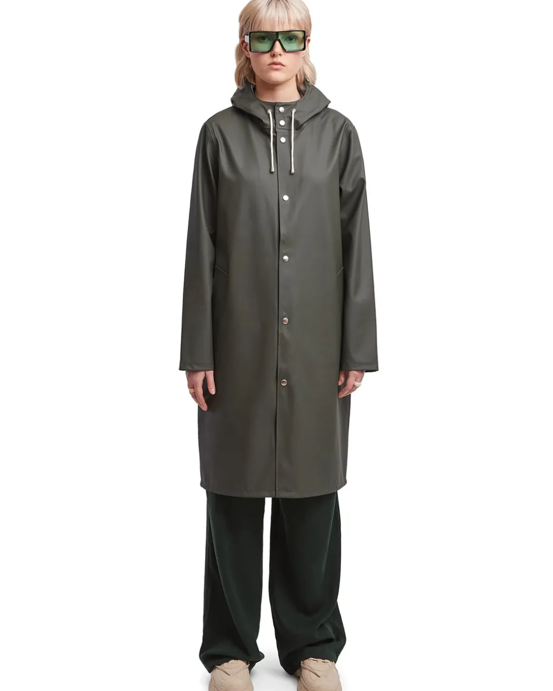 Stutterheim Stockholm Long Raincoat Green