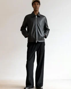 Sunflower Short Leather Jacket Black