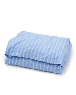 Tekla Percale Duvet Cover Island Blue Stripes