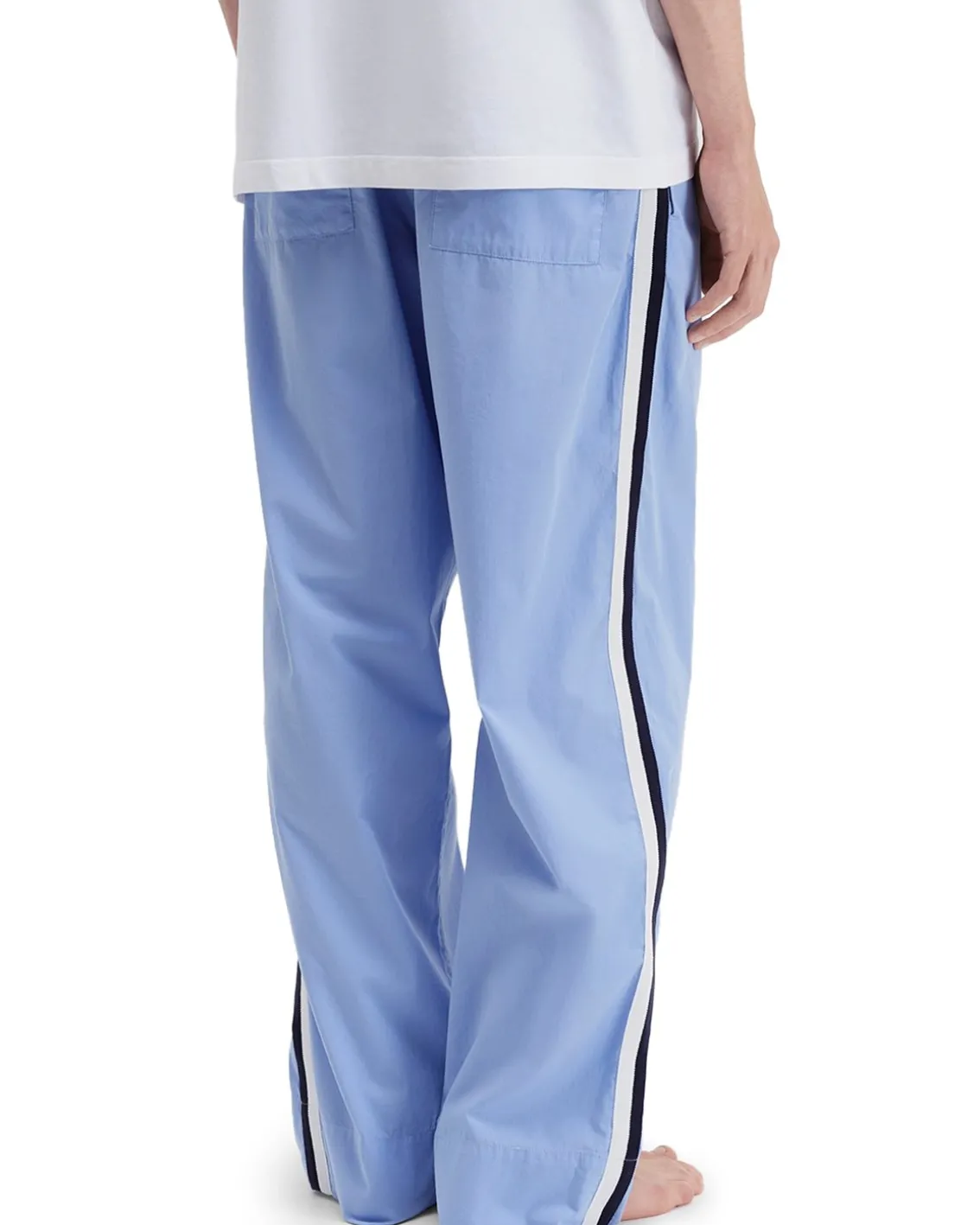 Tekla Poplin Pyjamas Pants Side Stripe Cornflower Blue
