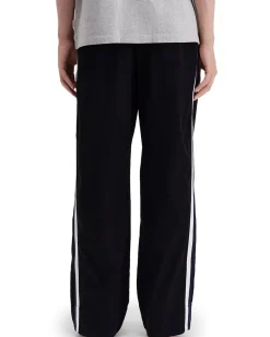 Tekla Poplin Pyjamas Pants Side Stripe All Black