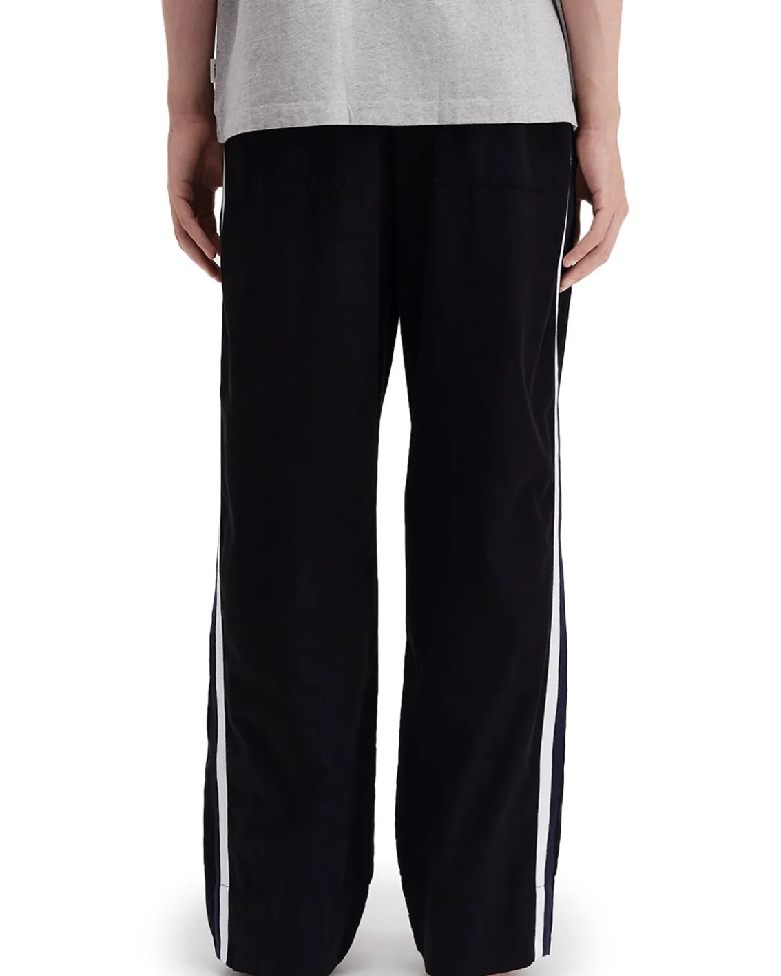 Tekla Poplin Pyjamas Pants Side Stripe All Black