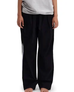 Tekla Poplin Pyjamas Pants Side Stripe All Black