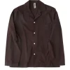 Tekla Poplin Pyjamas Shirt Coffee