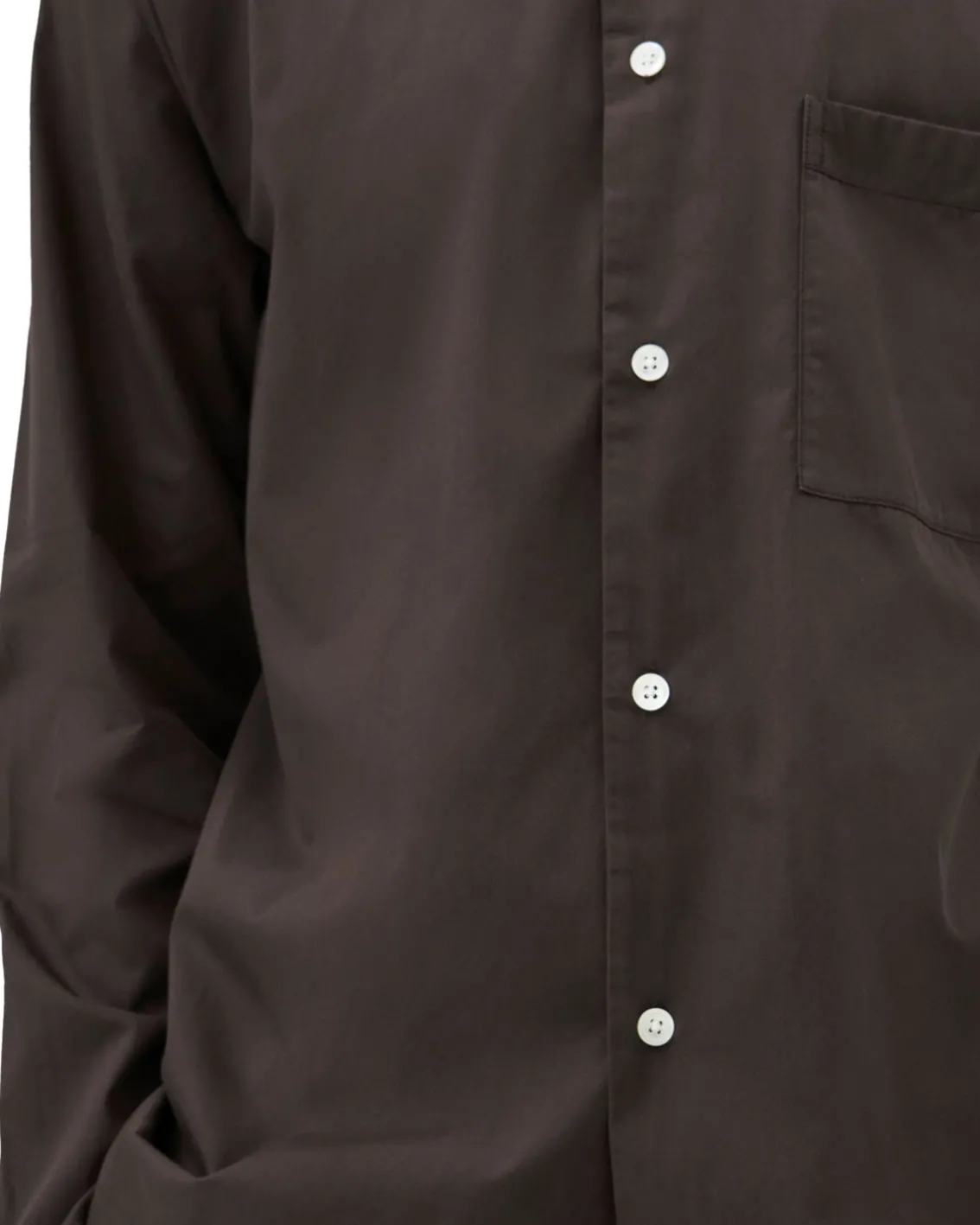 Tekla Poplin Pyjamas Shirt Coffee