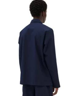 Tekla Poplin Pyjamas Shirt True Navy