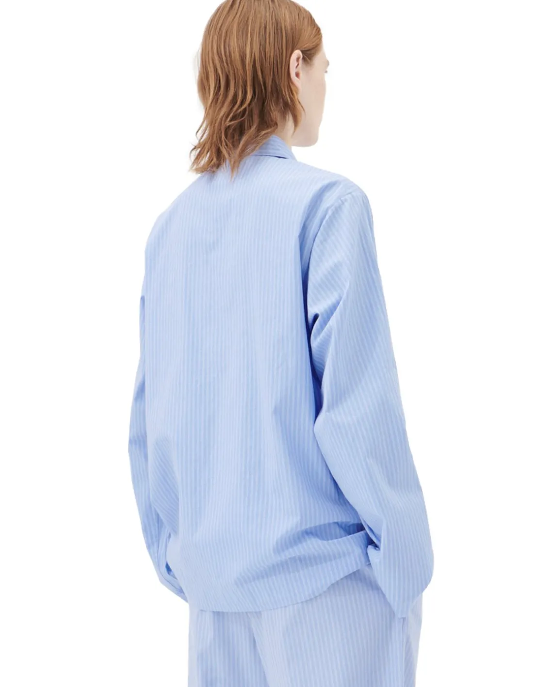 Tekla Poplin Pyjamas Shirt Pin Stripes