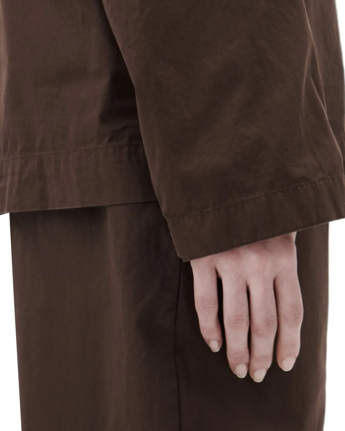 Tekla Poplin Pyjamas Shirt Coffee