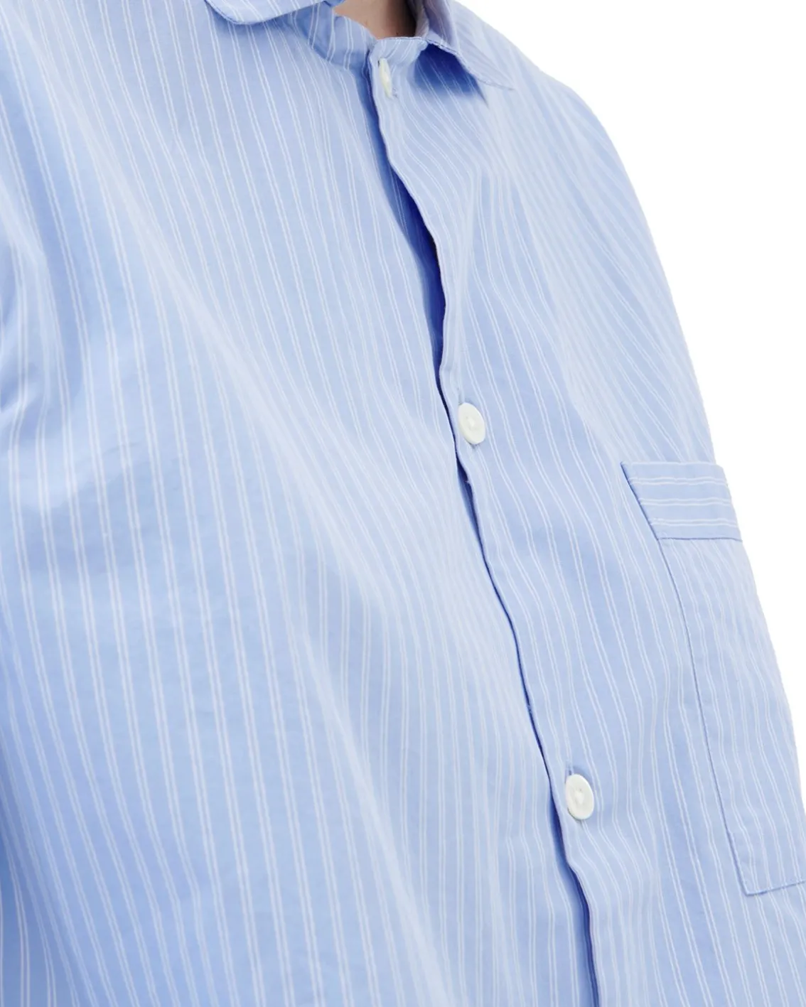 Tekla Poplin Pyjamas Shirt Pin Stripes