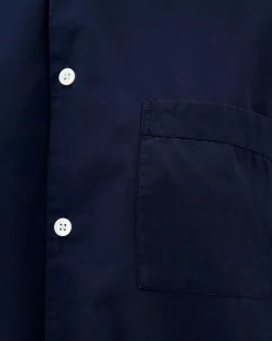 Tekla Poplin Pyjamas Shirt True Navy