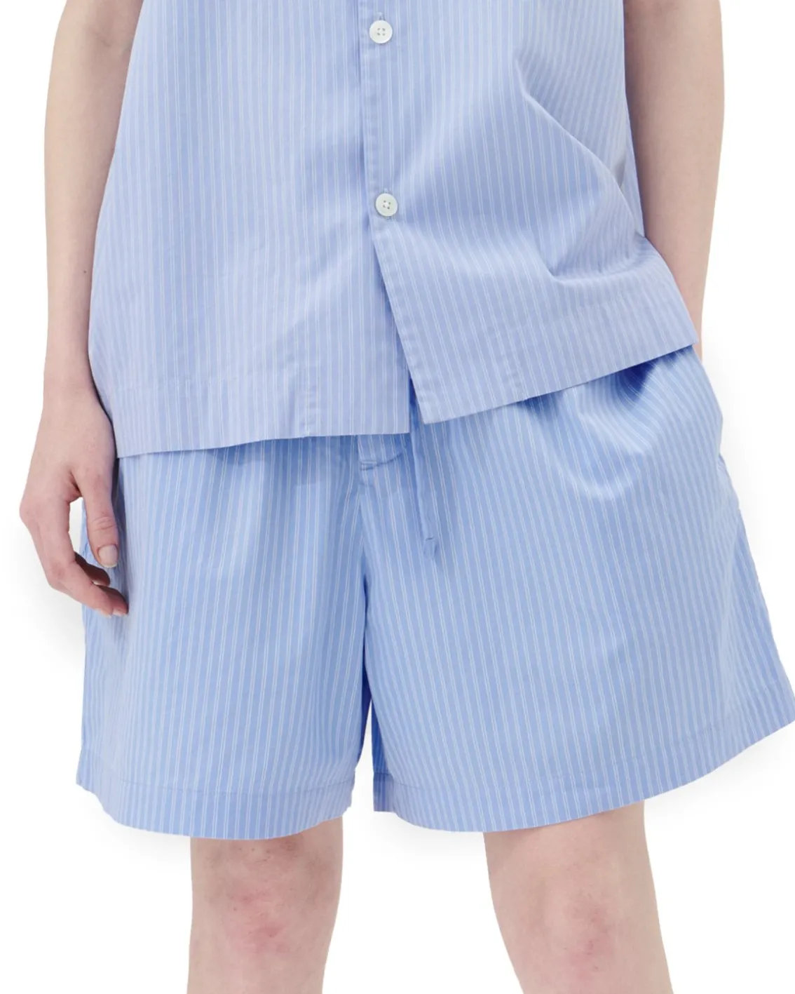 Tekla Poplin Pyjamas Shorts Pin Stripes