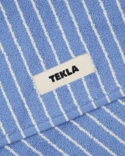 Tekla Terry Bath Mat Clear Blue Stripes