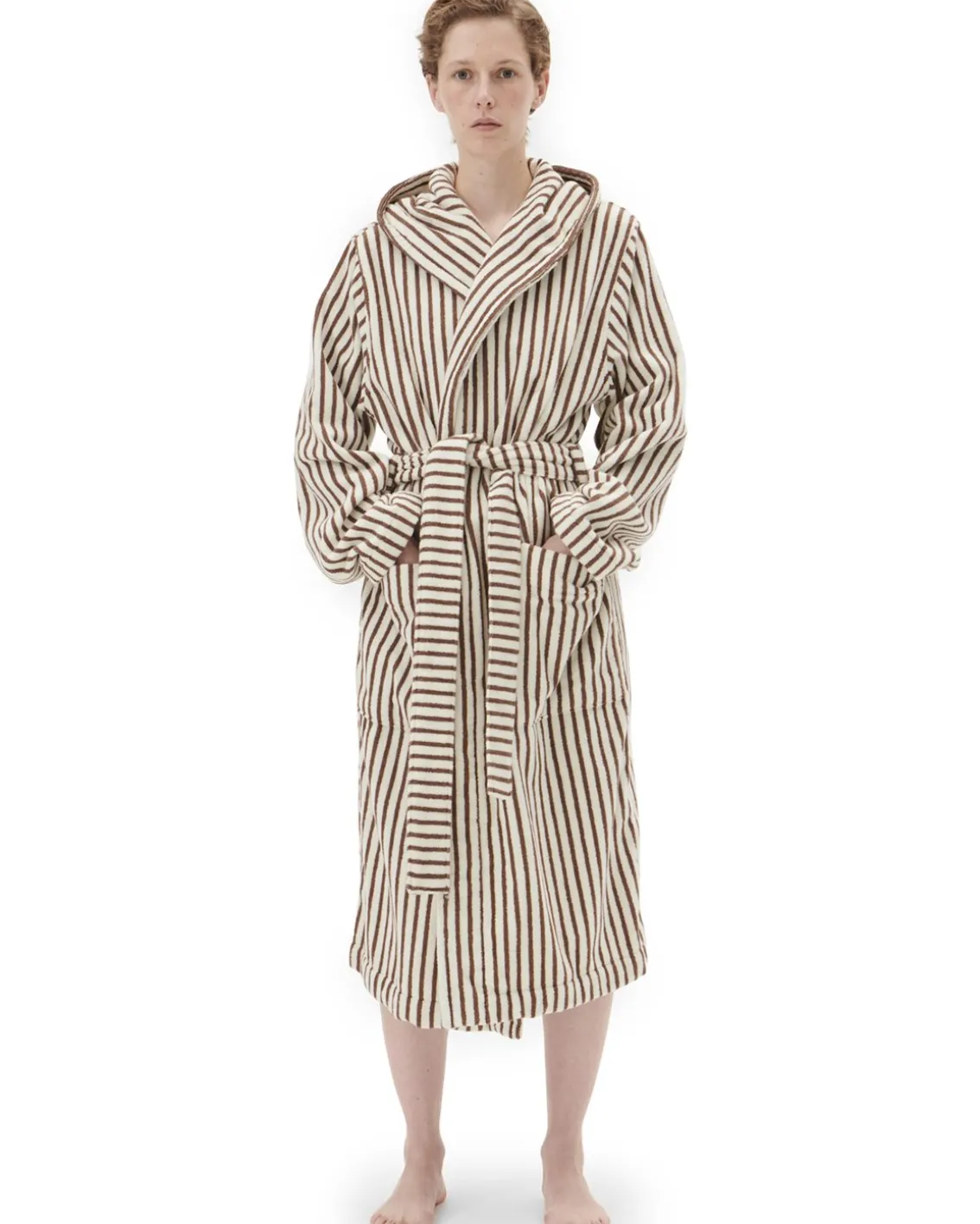 Tekla Terry Hooded Bathrobe Kodiak Stripes