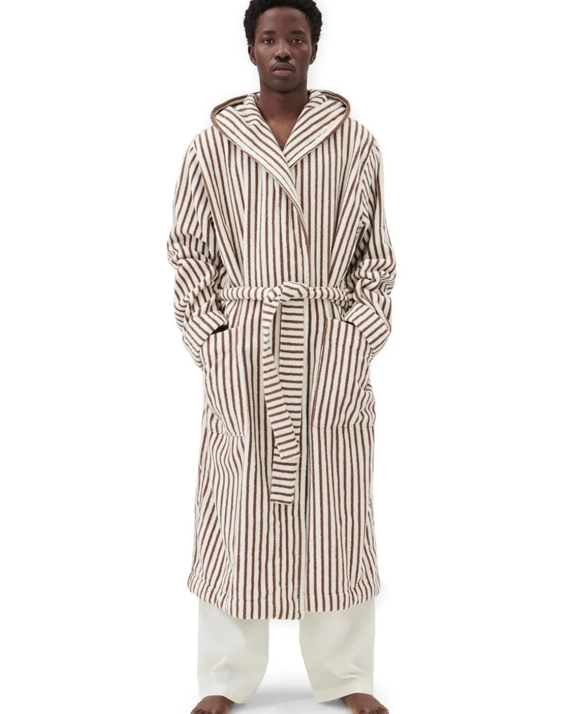 Tekla Terry Hooded Bathrobe Kodiak Stripes