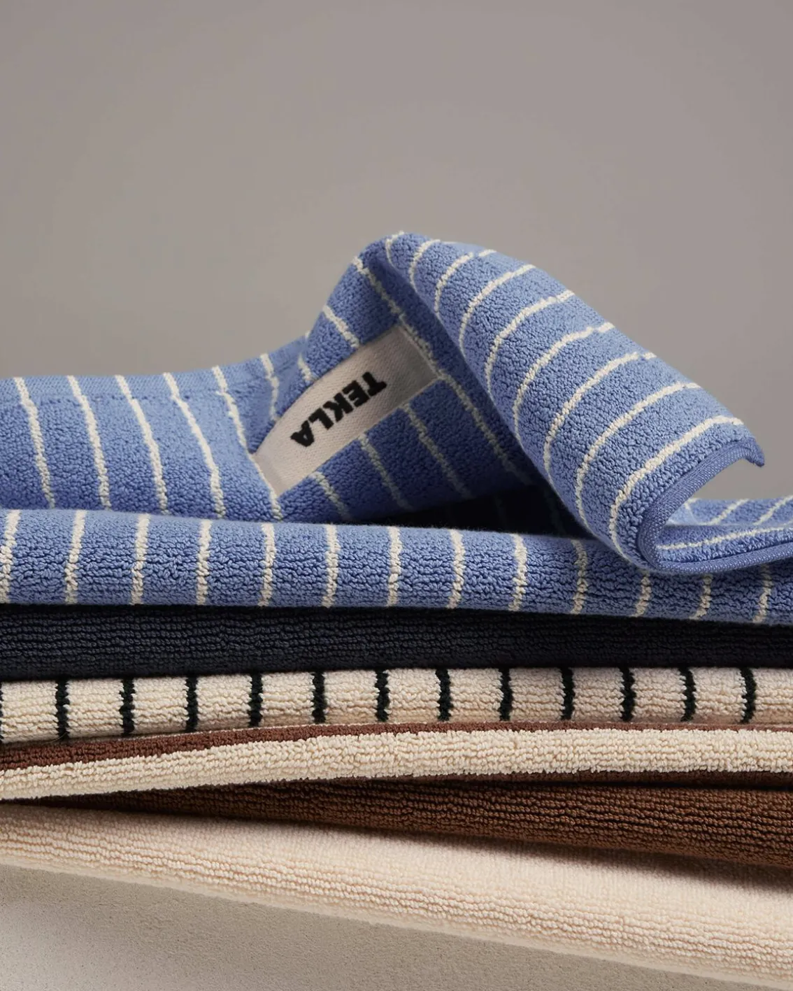 Tekla Terry Towel Clear Blue Stripes