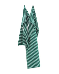 Tekla Terry Towel Teal Green Stripes
