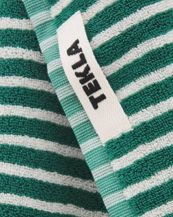 Tekla Terry Towel Teal Green Stripes