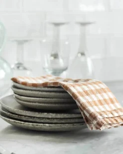 Tell me More Napkin Linen Gingham Biscuit