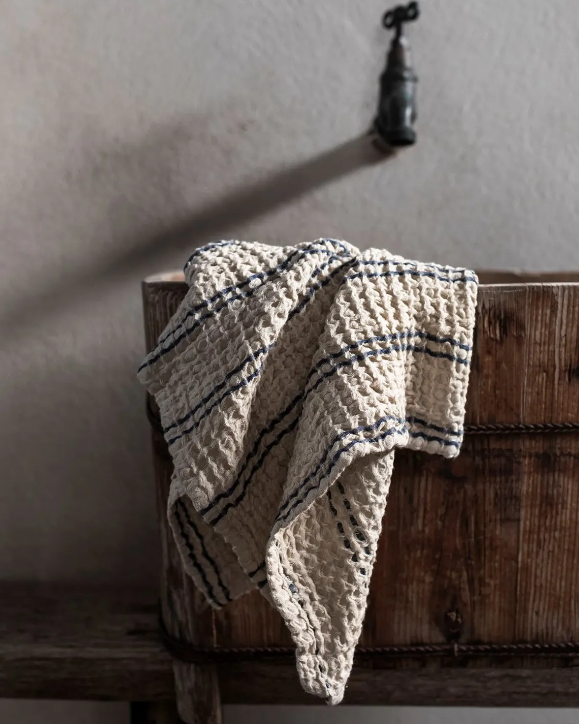 Tell me More Nella Waffle Towel Blue Stripe