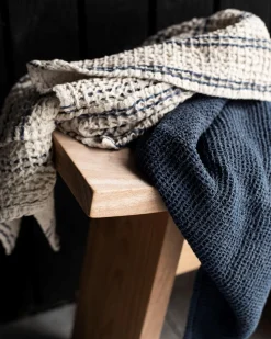 Tell me More Nella Waffle Towel Blue Stripe