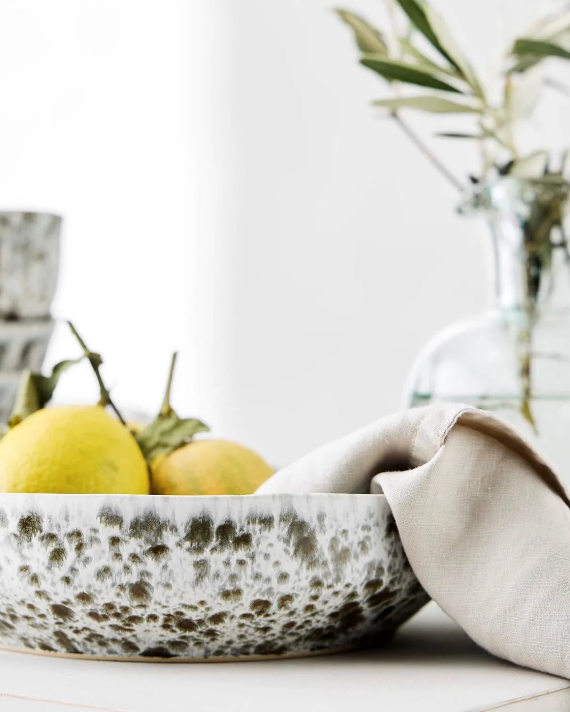 Tell me More Rivoli Serving Bowl Green Splatter
