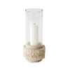 Tell me More Travertine Candleholder With Glass Natural